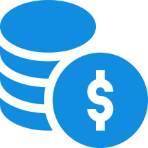 Blue coins with a dollar symbol.